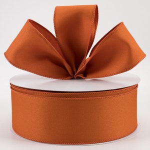 2.5&quot; Autumn Orange Wired Ribbon, Fall Ribbon, Wreath Ribbon, Wreath Supplies, Bows, Scarecrow Ribbon, Halloween, Farmhouse Decor, 5 Yds.