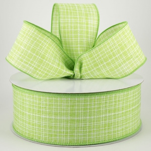 2.5&quot; Green & White Ribbon, Halloween Ribbon, Summer Ribbon, Easter, Wreath Ribbon, Ribbon, Wreath Supplies, Bows, Farmhouse Decor, 5 Yards