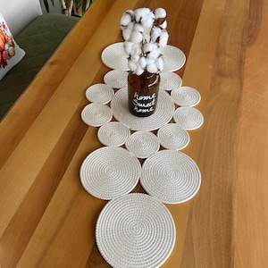 Oval Table Runner Washable Polyester Rope Centerpiece Stain Resistant 40x16 No Glue