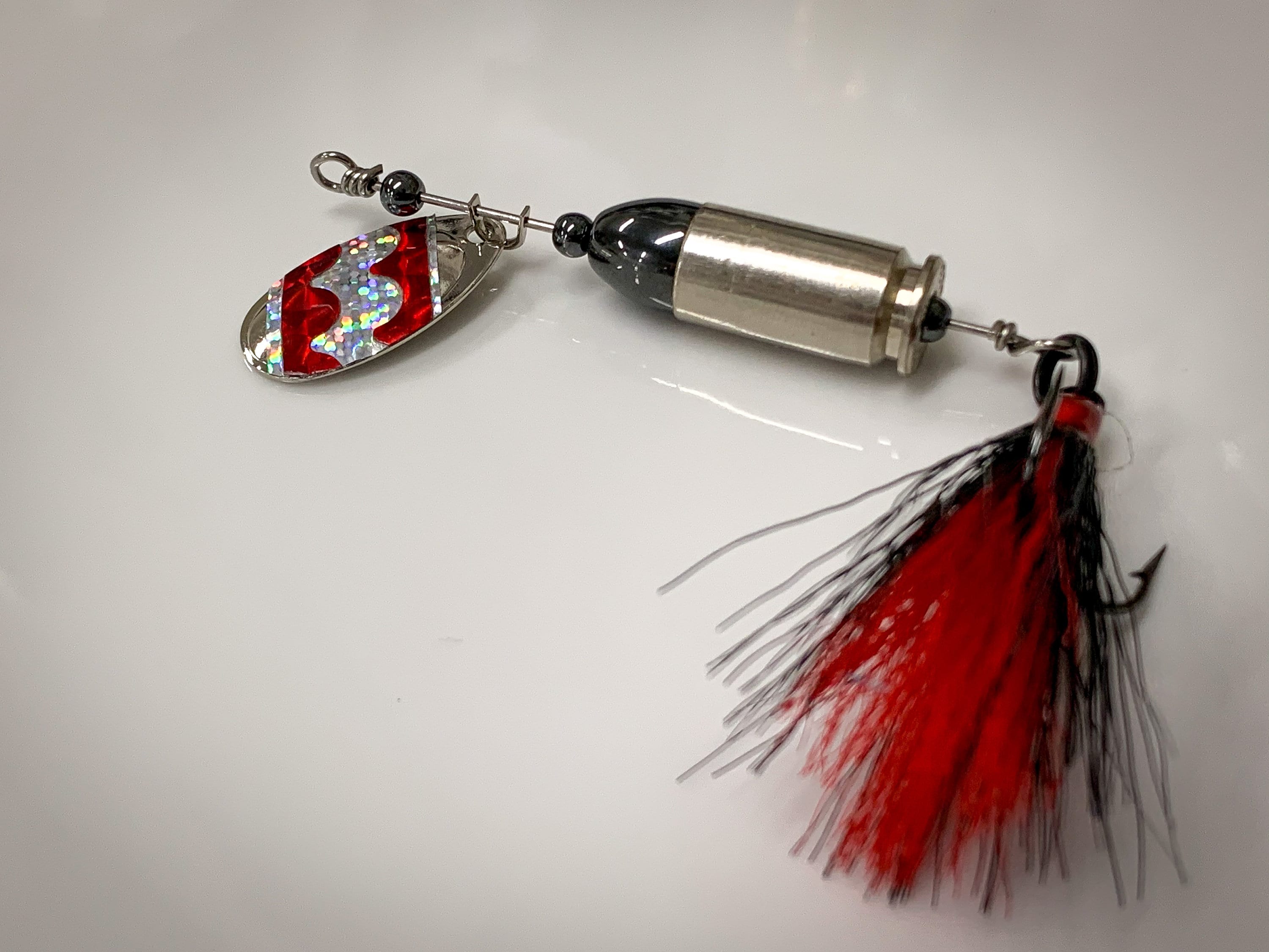 Bullet Fishing Lure Red and Silver 