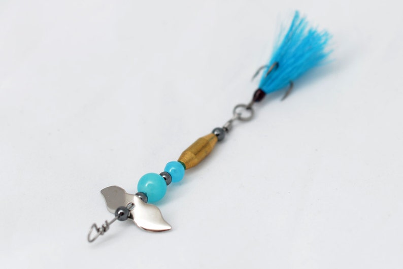 Neon Blue Propeller Fishing Lure image 1