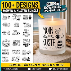 100+ Möwen SVG Bundle, Küstenkind Sprüche Plotterdatei, Moin Meerliebe Nordsee Ostsee, Cricut Silhouette, German Coastal SVG (Digital Files)