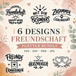 6 Freundschaft Sprüche Plotterdateien SVG DXF PNG Jpg | Leuchtflasche, Tasse & Geschenk | Digitaler Download
