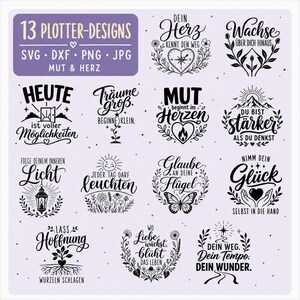 13 Motivations SVG Bundle Allemand Plotterdatei PNG DXF Jpg Positive Sprüche, Plotting Bundle Clipart, Plotterdatei Bundle