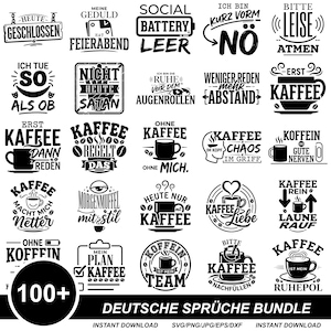 Deutsche Sprüche SVG Bundle, 100+ Lustige Plotterdateien für Tassen, Jutebeutel, Shirts, Cricut Silhouette