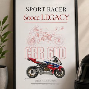 "Honda CBR 600 Sport Racer Kunstdruck, 600ccm ""Legcycle"" Motorrad Poster."
