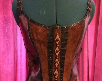 Alpha ~ Kupfer/Braunes Leder Korsett