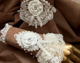 Leola Halsband und Manschetten Set.