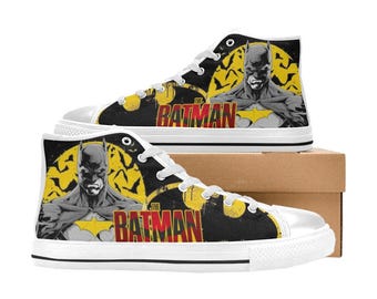 Scarpe alte personalizzate con stampa di supereroi, sneakers urbane da strada, scarpe da teenager alla moda, regalo di compleanno per bambini, calzature unisex in tela