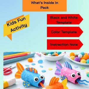 3D Paper Fish Craft Template: Kids Ocean Animal Activity (digital ...