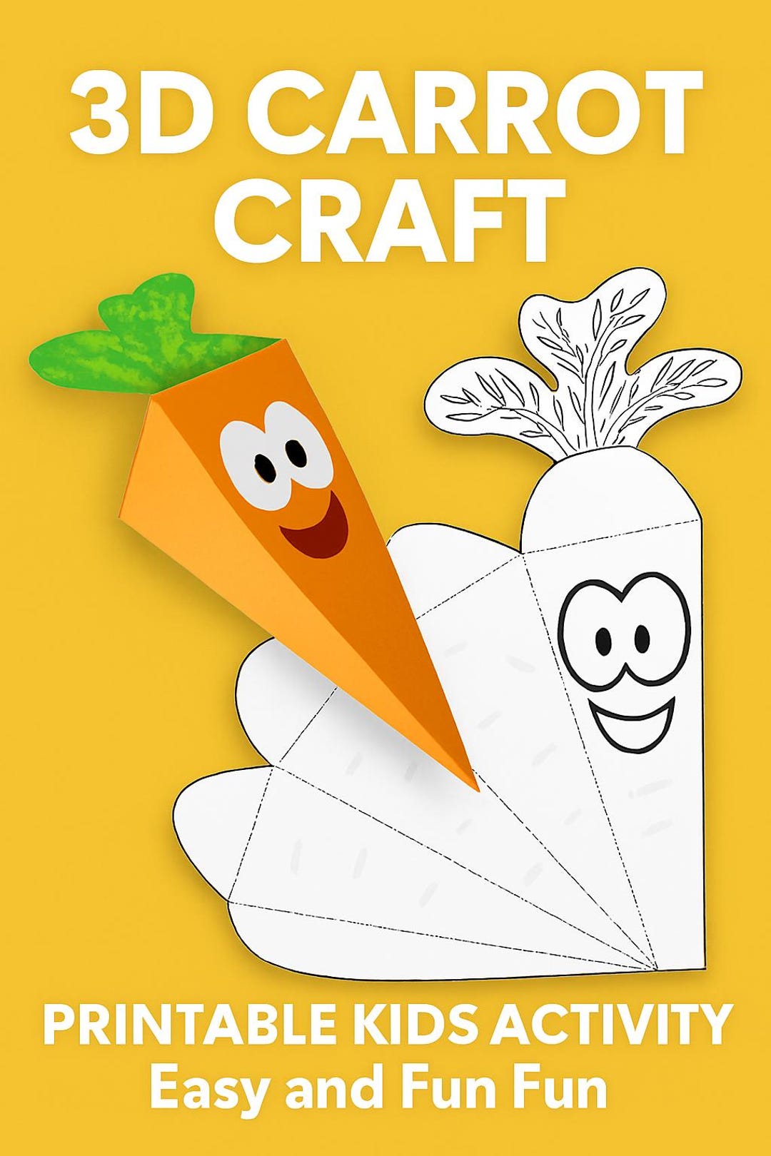3D Carrot Craft Printable | Easter Spring Kids Activity (color, Cut ...