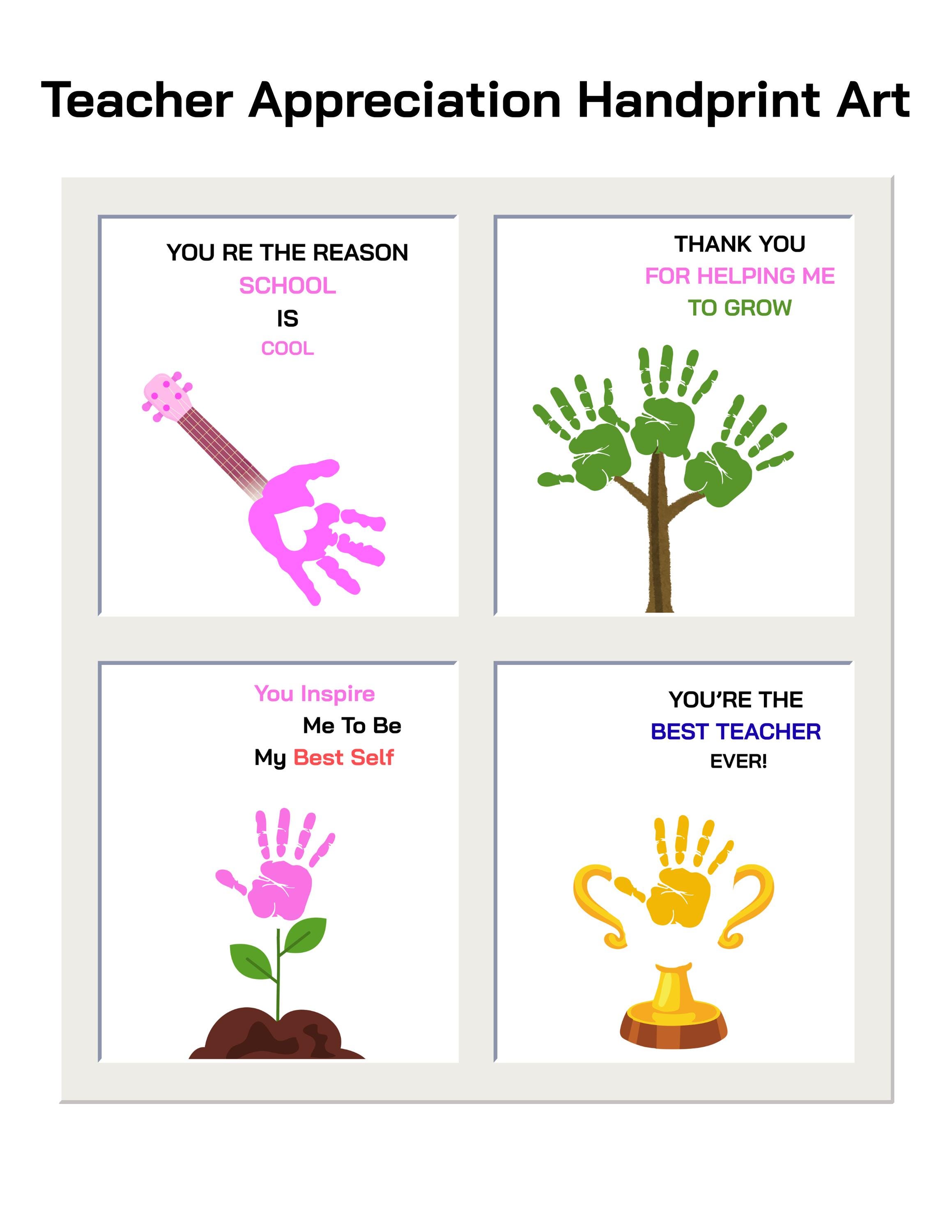 Teacher Appreciation Handprint Art, Printable Craft Templates, Thank ...