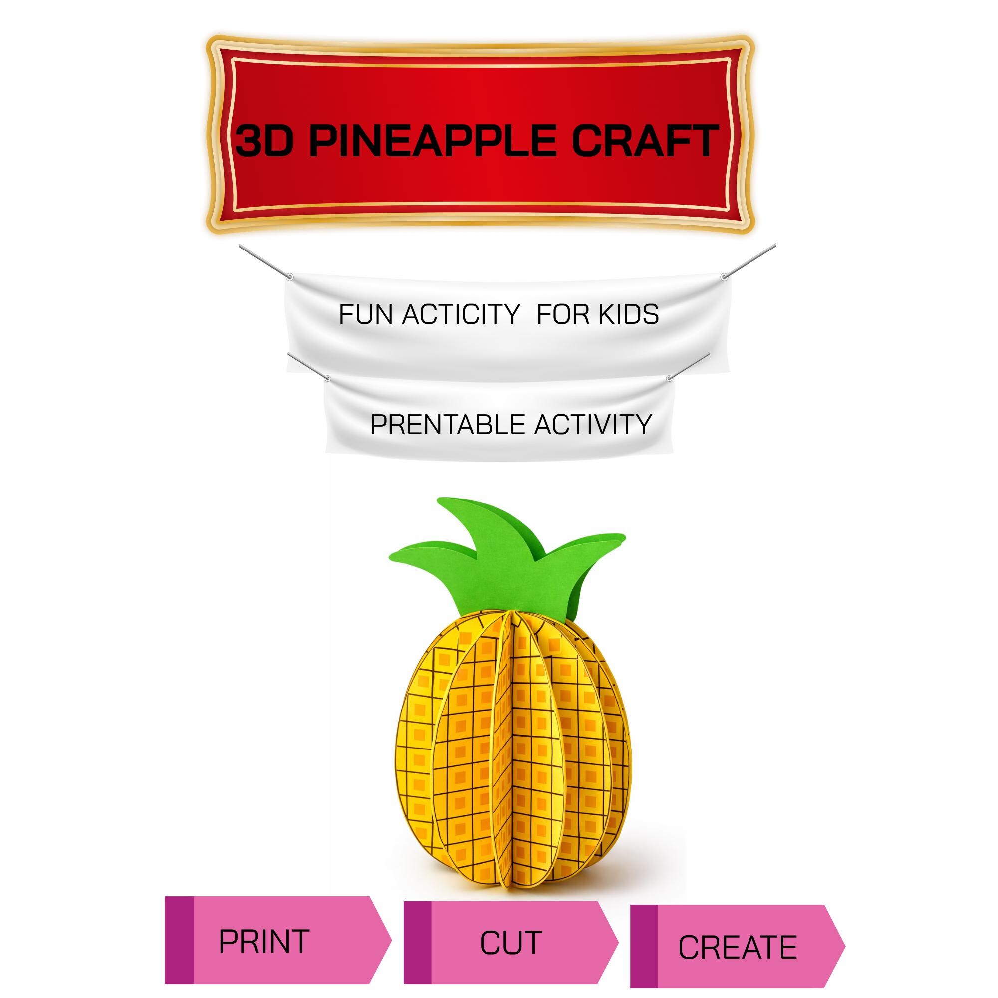 3D Pineapple Paper Craft Template | Tropical Fruit Activity for Kids ...