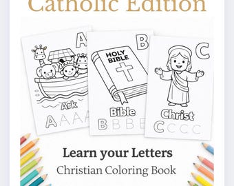 Catholic ABC Coloring Book – Learn Letters, Christian Education (Digital Download)