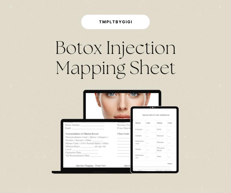 Botox Treatment Record | Injector Documentation Sheet | Medspa Template ...