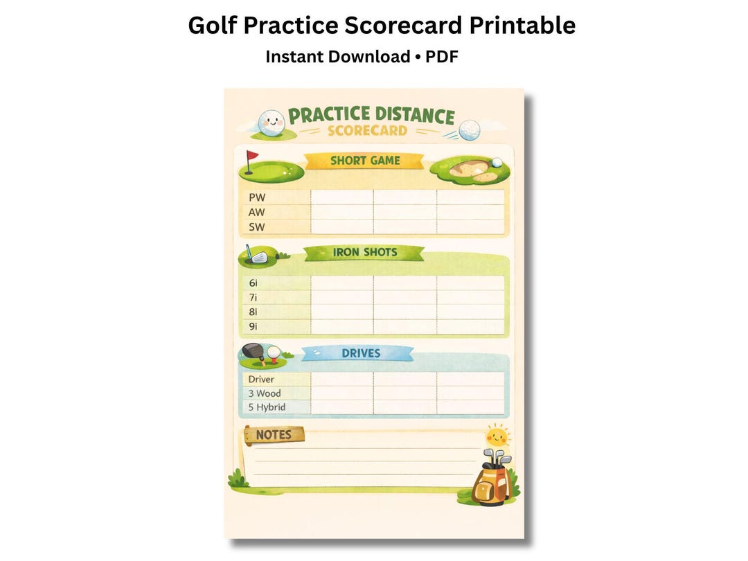 Golf Practice Scorecard Printable | Beginner Golf Training Sheet ...