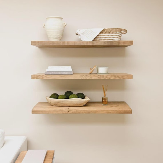 Rustic Pine Floating Shelves, Heavy Duty Wall Shelf