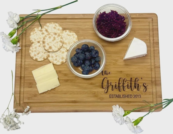 Personalized Bamboo Cutting Board, Engraved Charcuterie Board, Wedding Gift