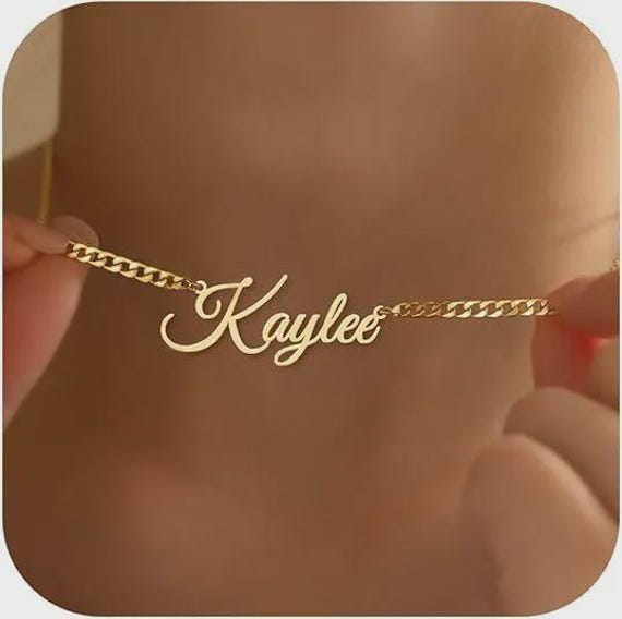 Personalized 18K Gold Name Necklace, Custom Nameplate Jewelry