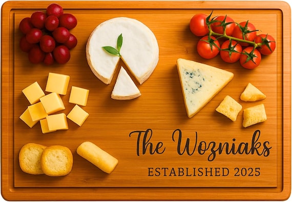 Personalized Bamboo Cutting Board – Engraved Charcuterie Board, Wedding Gift