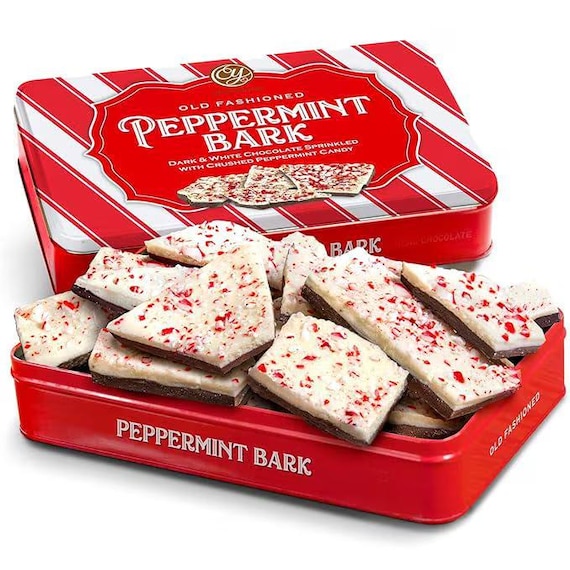 Handmade Layered Chocolate Peppermint Bark, Gift Tin