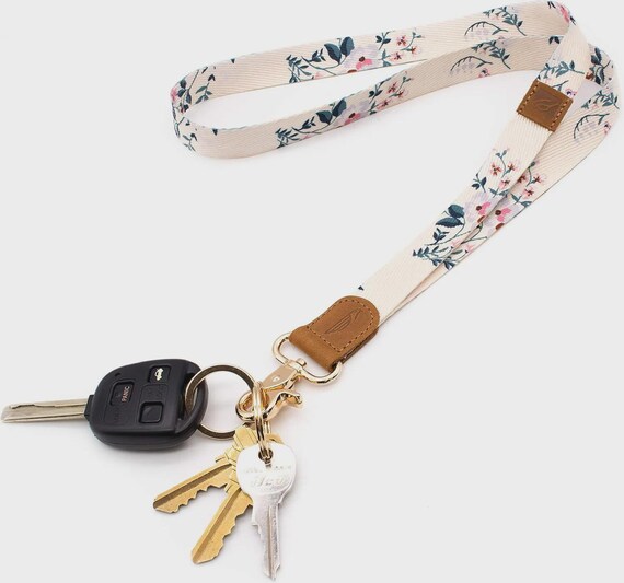 Handmade Floral Neck Lanyard with Key Rings, ID Badge Holder, k eyring