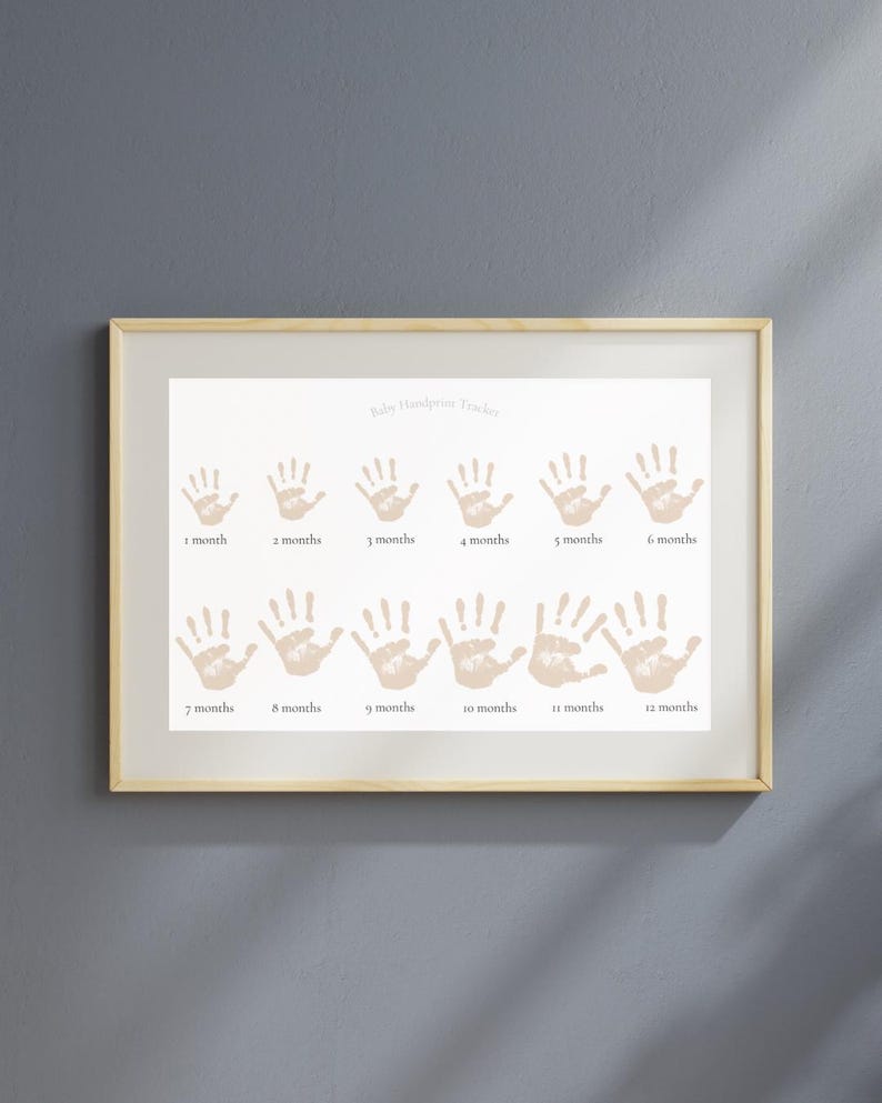 Baby Handprint Tracker Printable, Monthly Keepsake for First Year, 1–12 ...
