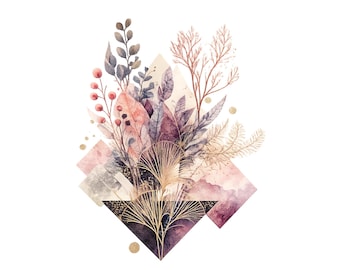 10 abstract geometric clipart - PNG file Transparent Background paper craft, junk journal