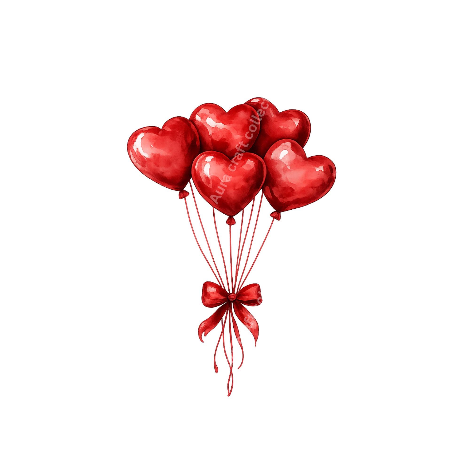 10 Valentine Watercolor Heart Balloon Clipart – Valentine's Day PNG ...
