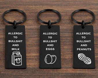 Food Allergy Humor Keychain, Relatable Allergy Gift for Adults