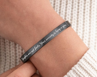 Mental Health Quote Bracelet, Thoughts Are Not Facts Anxiety Reminder