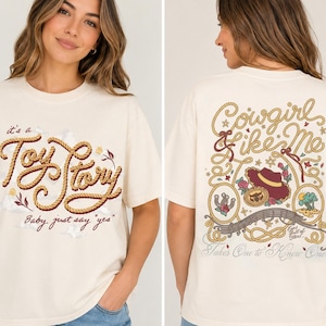Retro Toy Story 2 Sided Comfort Colors Shirt, Cowgirl Like Me Jessie Western Tee, Disney Trip Front Back Shirt, Country Concert Outfit afbeelding 2