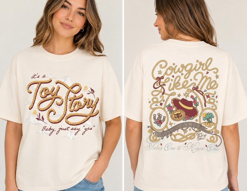 Retro Toy Story 2 Sided Comfort Colors Shirt, Cowgirl Like Me Jessie Western Tee, Disney Trip Front Back Shirt, Country Concert Outfit afbeelding 2