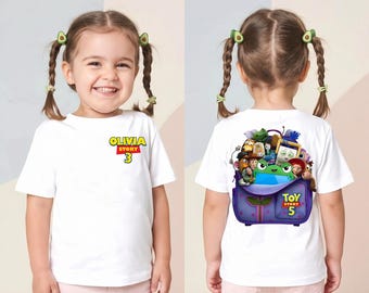 Personalized Toy Story 5 Shirt, Custom Name Age Disney Birthday Tee, Woody Buzz Jessie Kids Toy Story Shirt, Family Disney Trip Shirt