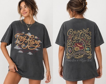 Retro Toy Story 2 Sided Comfort Colors  Shirt, Cowgirl Like Me Jessie Western Tee, Disney Trip Front Back Shirt, Country Concert Outfit
