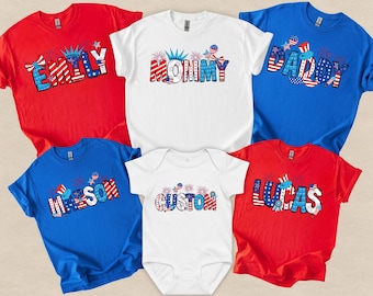 Custom Name 4th Of July Shirt, Personalized USA Patriotic Kids Tee, Independence Day Family Gift, American Celebration Shirt