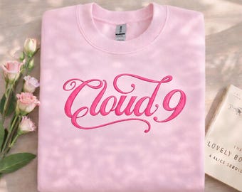 Cloud 9 Embroidered Crewneck, Pink Country Aesthetic Sweatshirt, Dreamy Girly Embroidery Shirt, Trendy Concert Outfit