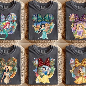Disney Princess Shirt, Watercolor Minnie Ears Tee, Cinderella Elsa Belle Moana Tiana Mulan Shirt, Disneyland Trip Shirt, Princess Party Tee image 2