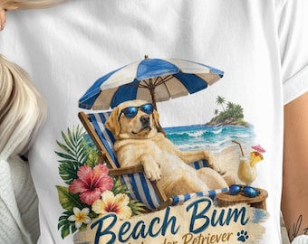 Labrador Retriever Beach Bum PNG, Summer Dog Digital Design, Tropical Lab Sublimation, Funny Dog Art, Vacation Lab Shirt, Commercial Use