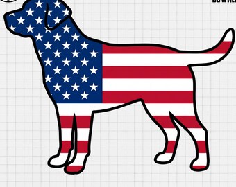 Silhouette di cane con bandiera americana, download digitale, file PNG di cane patriottico USA, design per sublimazione del 4 luglio, clipart per amanti dei cani