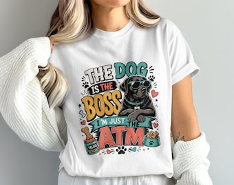 Funny Dog Boss ATM PNG Sublimation Design, Black Lab Sunglasses Digital Download, Dog Mom Dad Gift Idea, Humorous Pet Owner Shirt 4096x4096