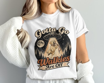 Funny Dog UFO Abduction PNG Sublimation Digital Download, Retro Alien Dog Walkies Off Design, Pet Lover Graphic Art 4096x4096