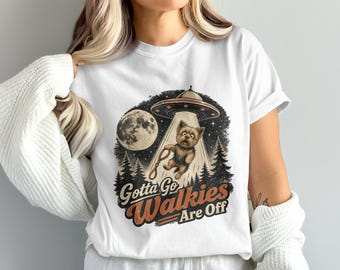 Funny Dog UFO Abduction PNG, 'Walkies Are Off' Retro Alien Yorkie Abduction Sublimation Digital Download Pet Lover Humor