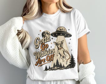 4096 x 4096 PNG Sublimation Digital Download, Funny Chihuahua UFO Abduction Graphic, Retro Dog Lover Alien Pet Design, Walkies Are Off