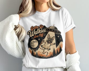 Funny French Bulldog UFO Alien Abduction PNG Sublimation Digital Download, Gotta Go Walkies Off, Retro Dog Lover Gift