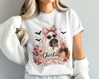 Ghosting Everyone Except My Dog PNG, Dachshund Dog Mom Halloween Sublimazione Download Digitale, Spoky Cute Wiener Dog Ghost Acquerello Autunno