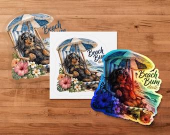 Beach Bum Doxie PNG Digital Design, Dachshund Summer Sublimation Art, Tropical Dog Lover Graphic, Instant Download Commercial Use