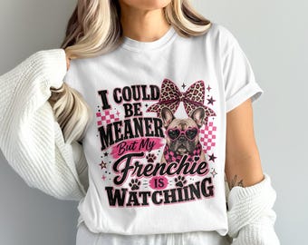 Sassy French Bulldog PNG, Dog Mom Sublimation Digital Download with Frenchie Watching Quote, Pink Leopard Print & Heart Glasses Design, 4096