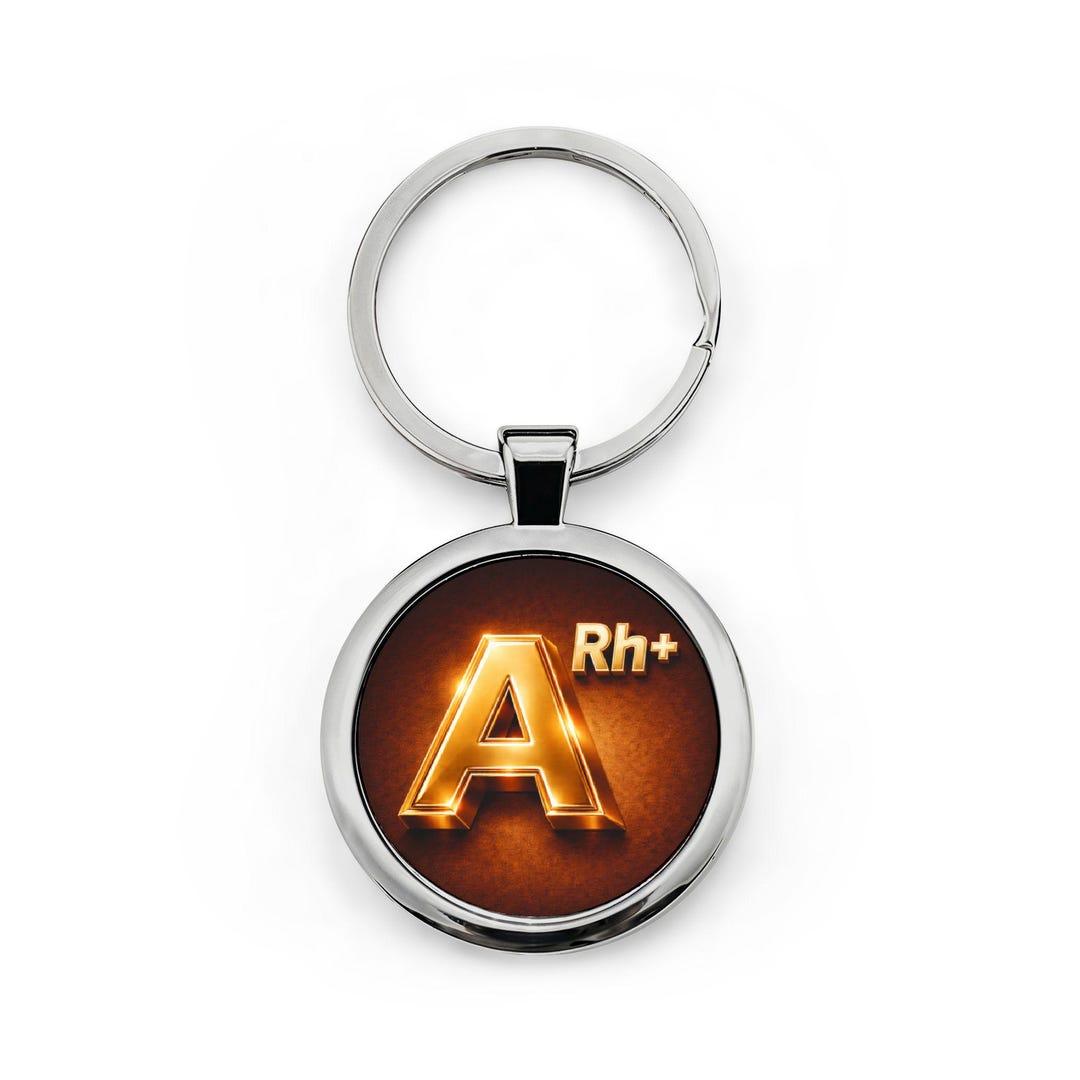 A Rh+ Blood Type Keychain | Round Stainless Steel Keyring - Etsy