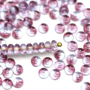 Lilac Purple Czech Glass Rondelle Spacer Beads (4mm, 130pc)